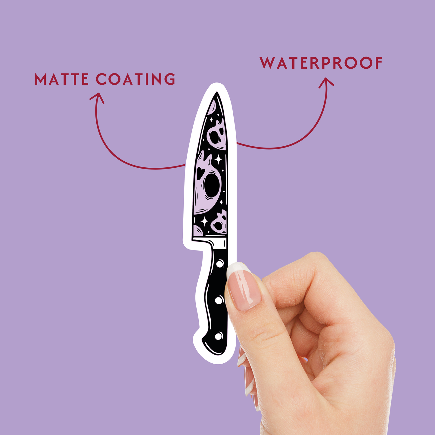 Dark Romance Heart/Skull Knife Matte Vinyl Sticker