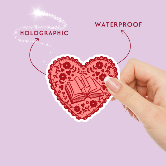 Bookish Vintage Heart Vinyl Sticker