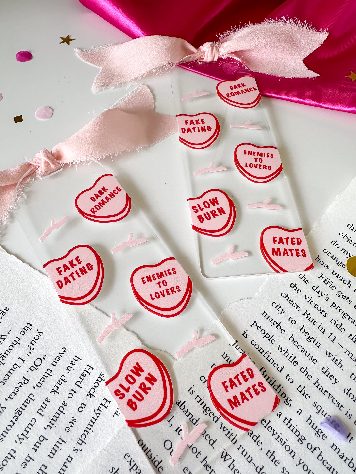Sweet Heart Candy Romance Book Trope Acrylic Bookmark