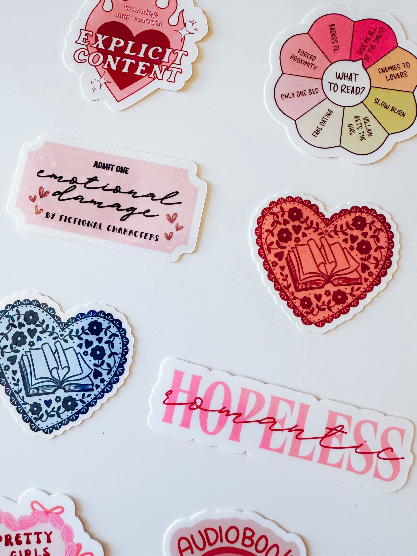 Pretty Girls Read Vintage Heart Cake Bookish Vinyl Sticker