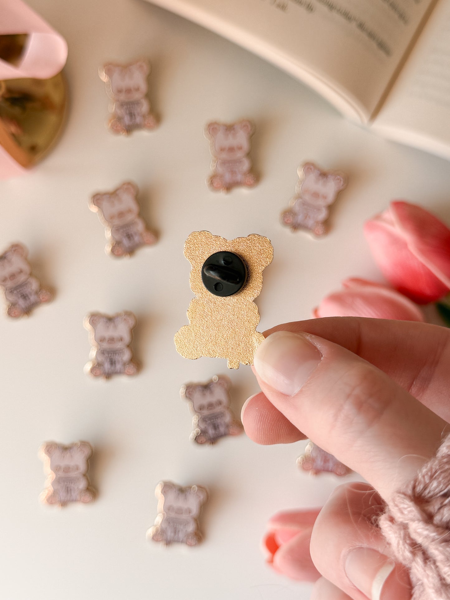 Teddy Bear Mini Enamel Pin | Book Reader Merch