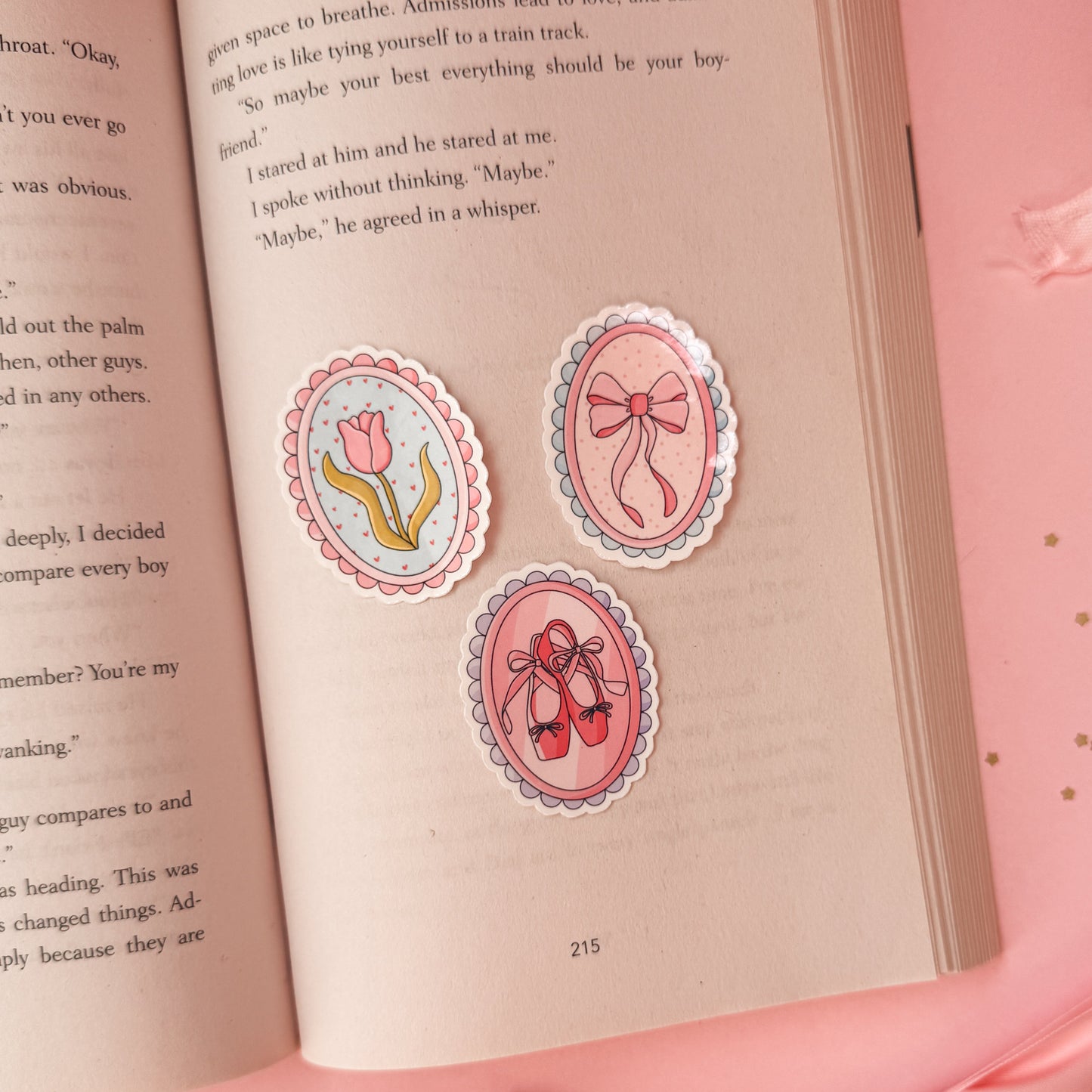 Tulip, Ballet Slippers and Bow Vintage Stamps Vinyl Stickers