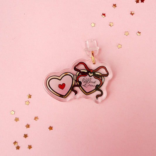 Book lover Heart Locket E-Reader Kindle Phone Charm