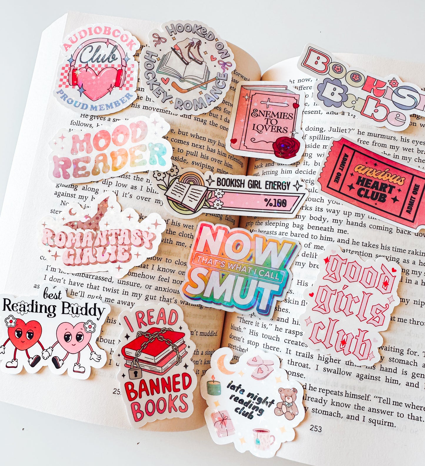 Romantasy Girlie Holographic Vinyl Sticker | Bookish Romance Reader Kindle Sticker