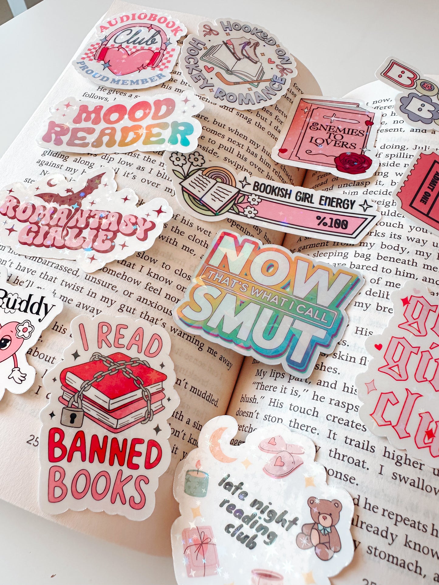 Romantasy Girlie Holographic Vinyl Sticker | Bookish Romance Reader Kindle Sticker