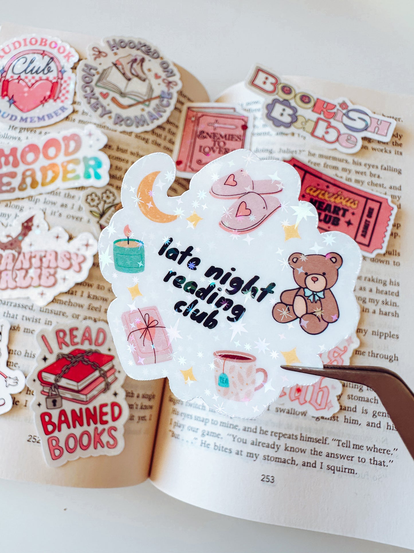 Late Night Reading Club Holographic Vinyl Sticker