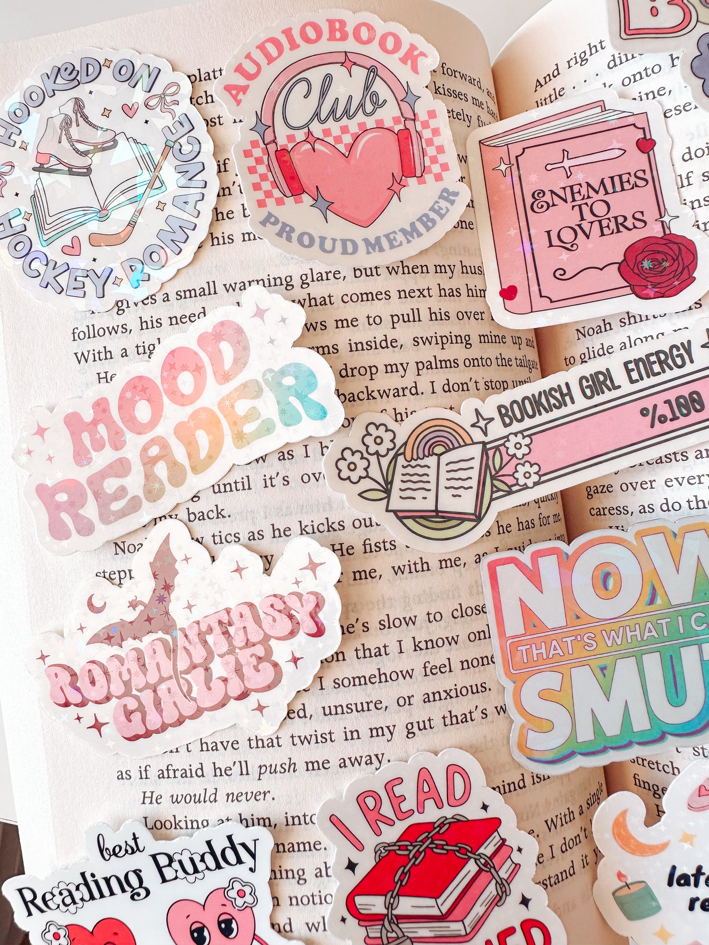 Romantasy Girlie Holographic Vinyl Sticker | Bookish Romance Reader Kindle Sticker