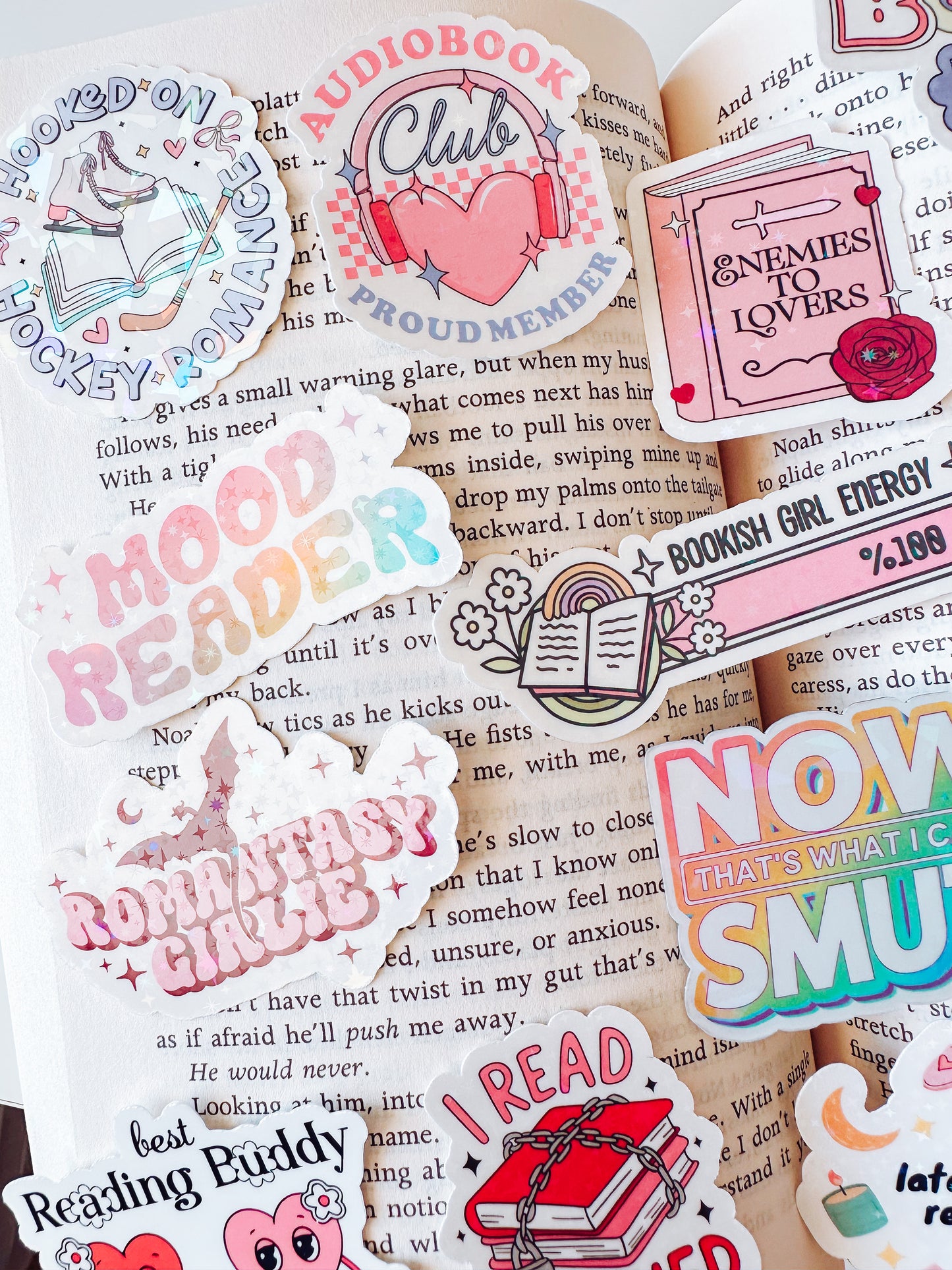 Romantasy Girlie Holographic Vinyl Sticker | Bookish Romance Reader Kindle Sticker