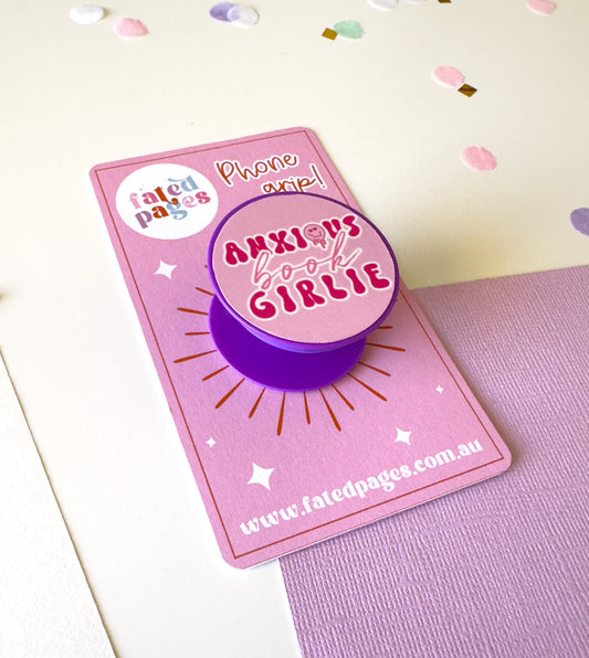 Anxious Book Girlie Bookish Phone Grip