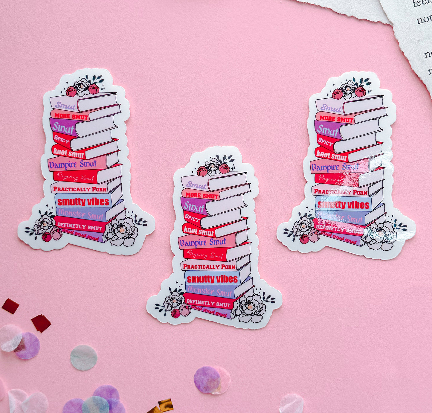 Smut Book Stack Vinyl Sticker