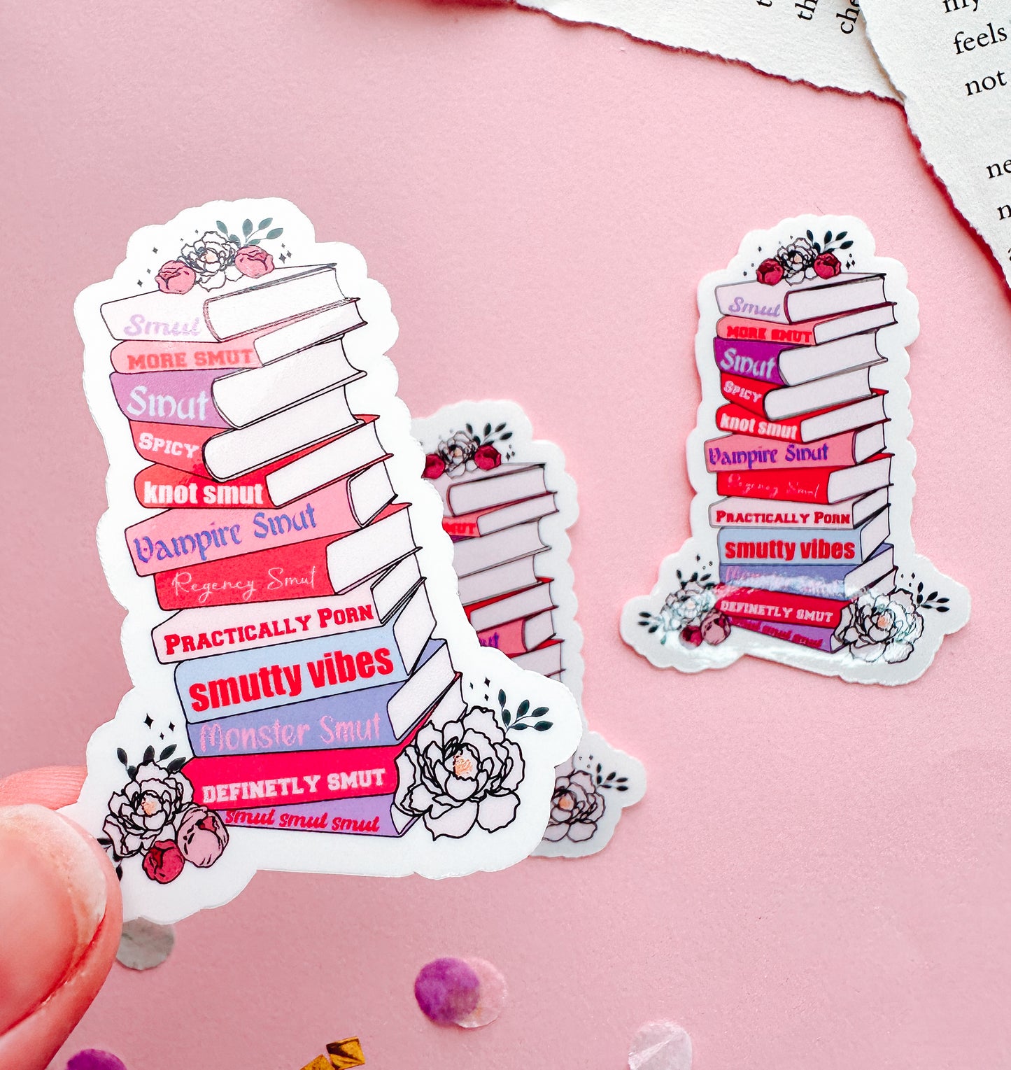 Smut Book Stack Vinyl Sticker