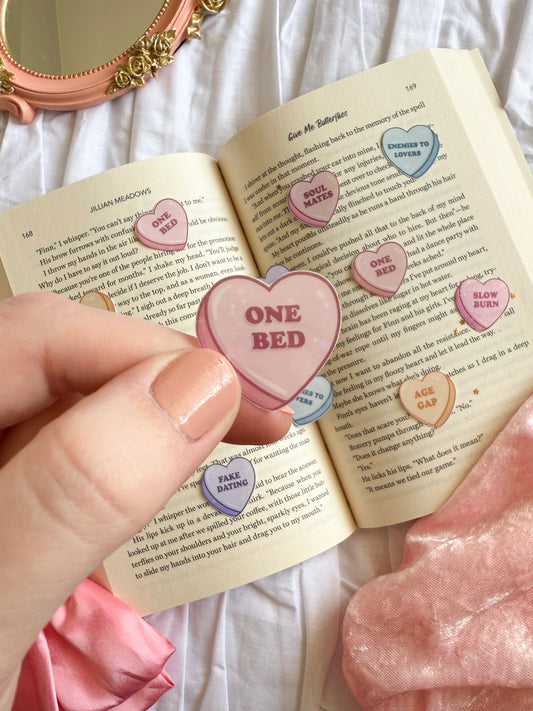 Book Trope Conversation Hearts Vinyl Sticker