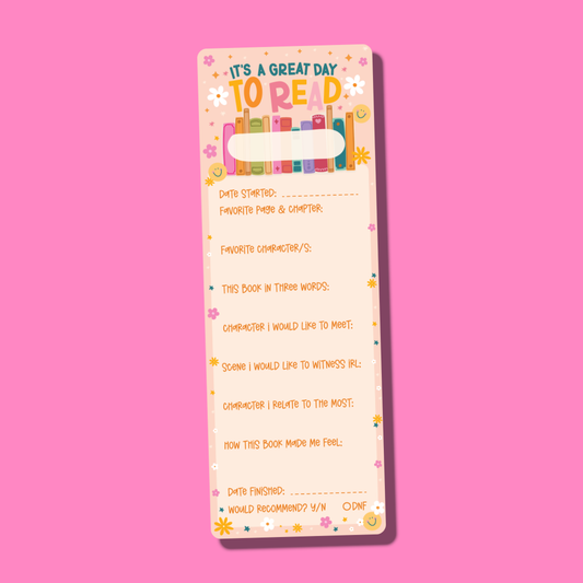 It's a Great Day to Read Interactive Cardstock Bookmark