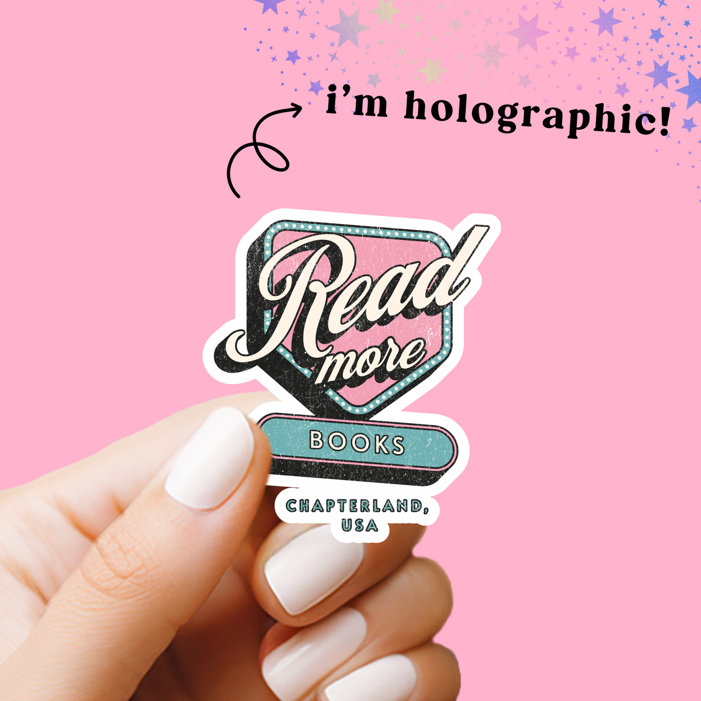 READ MORE BOOKS Sign Holographic Vinyl Sticker