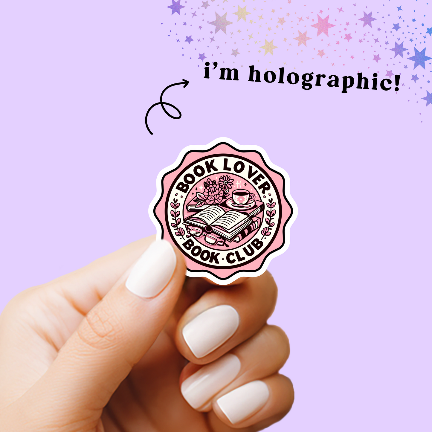 Romance Book Trope Book Club Vintage Stamp Holographic Vinyl Stickers