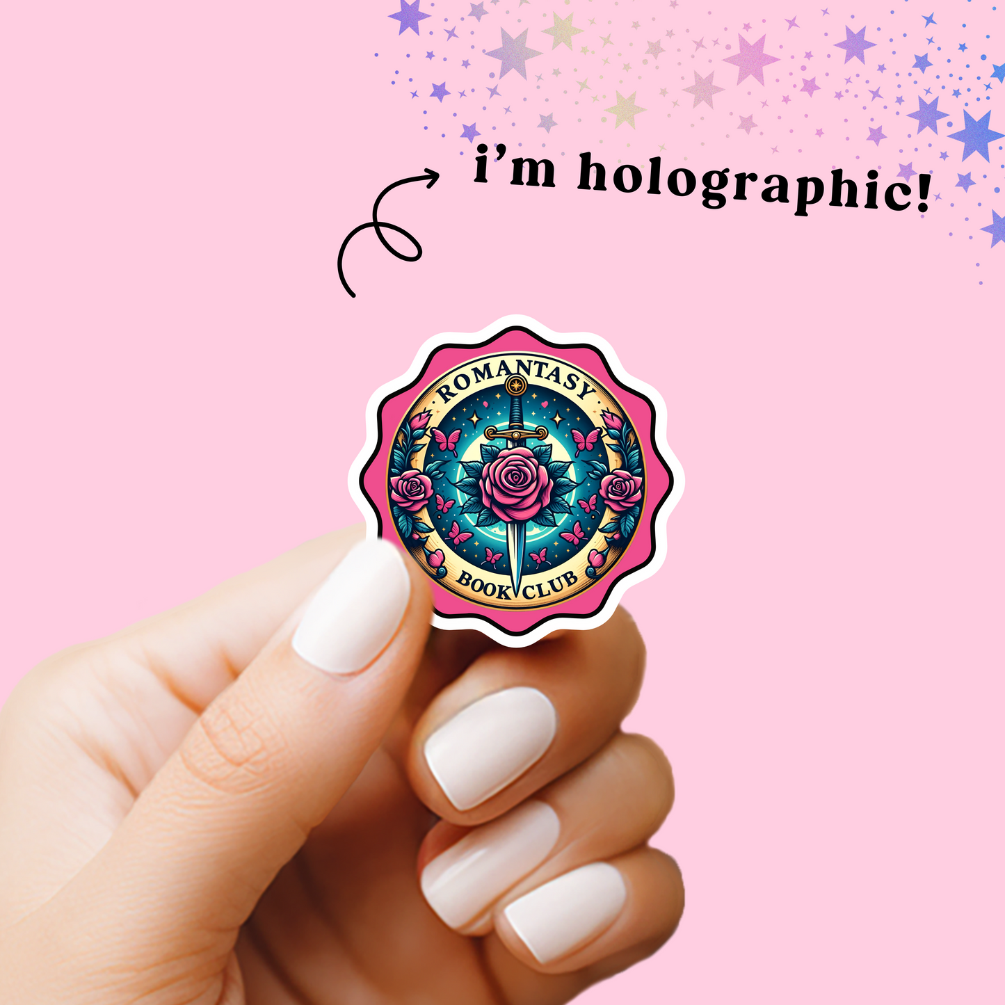 Romance Book Trope Book Club Vintage Stamp Holographic Vinyl Stickers