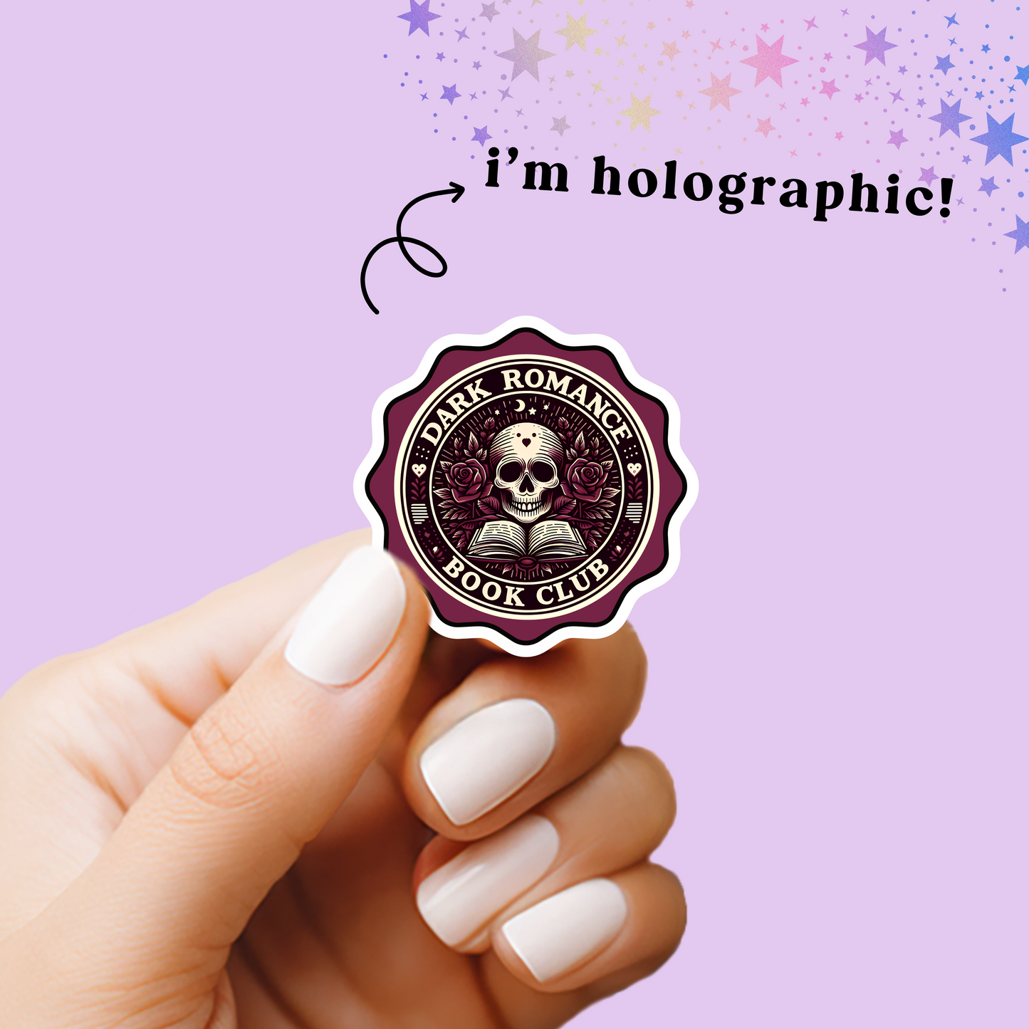 Romance Book Trope Book Club Vintage Stamp Holographic Vinyl Stickers