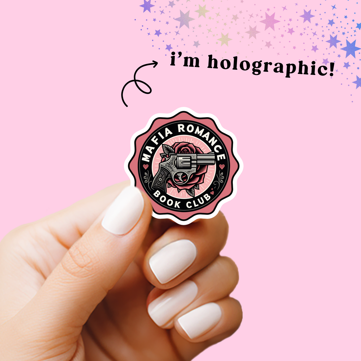 Romance Book Trope Book Club Vintage Stamp Holographic Vinyl Stickers