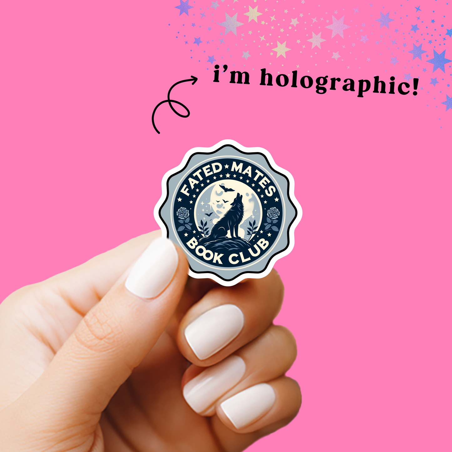 Romance Book Trope Book Club Vintage Stamp Holographic Vinyl Stickers