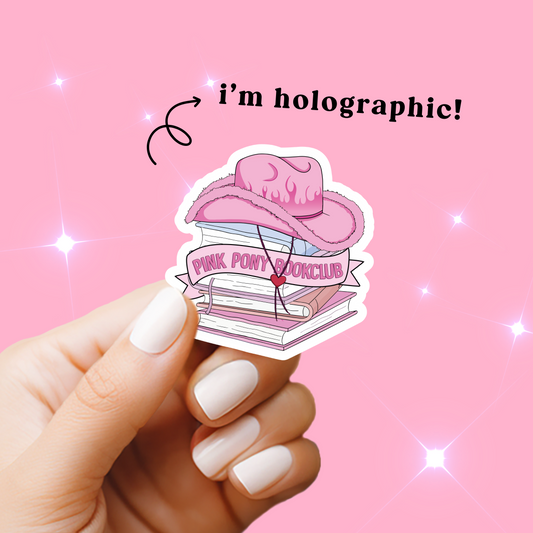 Pink Pony Bookclub Holographic Vinyl Sticker