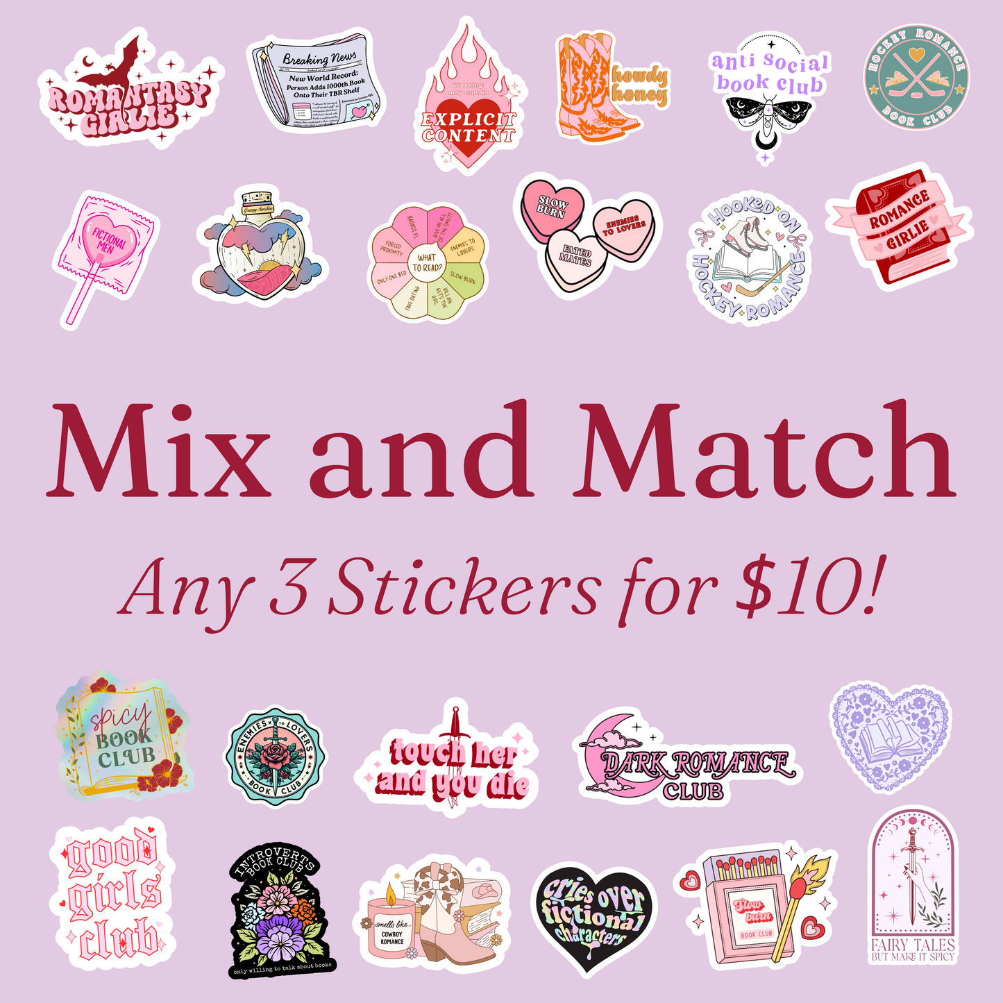 3 Stickers for $10! | Mix and Match