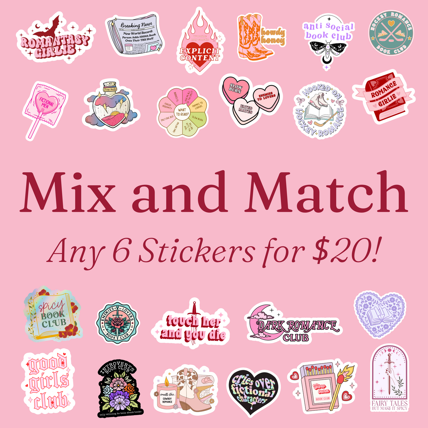 6 Stickers for $20! | Mix and Match