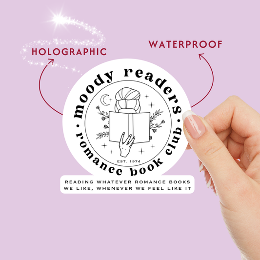 Moody Readers Romance Book Club Holographic Vinyl Sticker