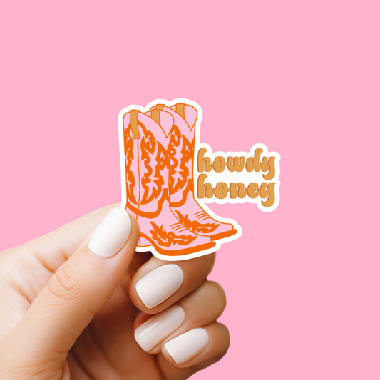 Howdy Honey Cowboy Boot Vinyl Sticker