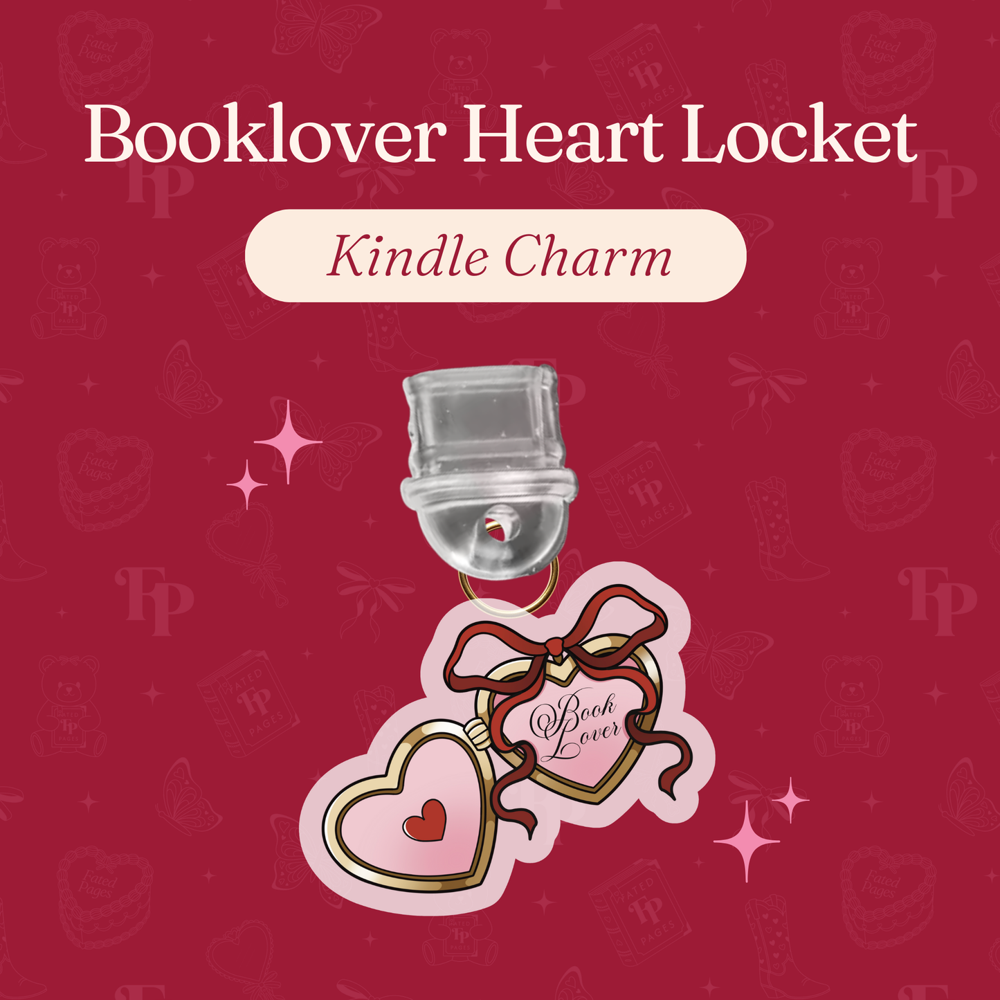 Book lover Heart Locket E-Reader Kindle Phone Charm