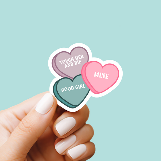 Candy Hearts Romance Book Trope Vinyl Sticker