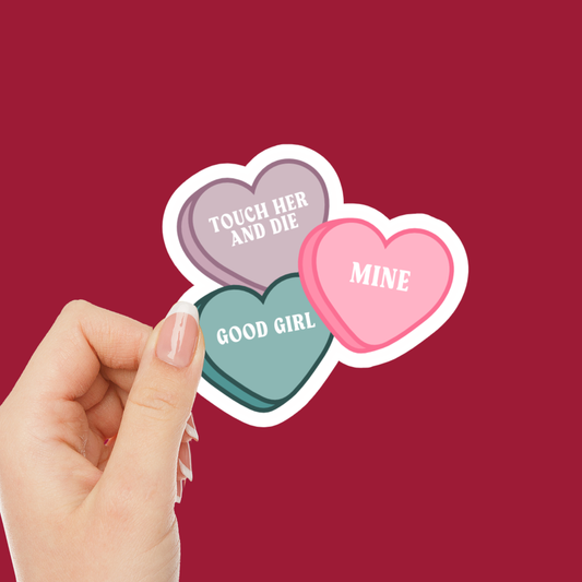 Candy Hearts Romance Book Trope Vinyl Sticker