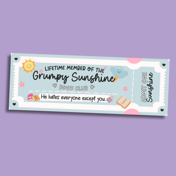 Grumpy Sunshine Book Club Cardstock Bookmark – fatedpages
