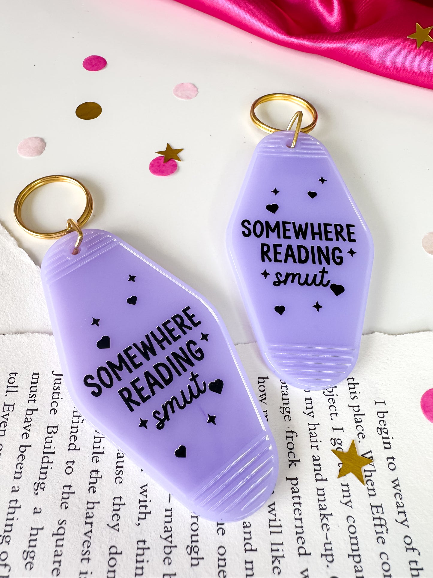 Somewhere Reading Smut Bookish Keychain