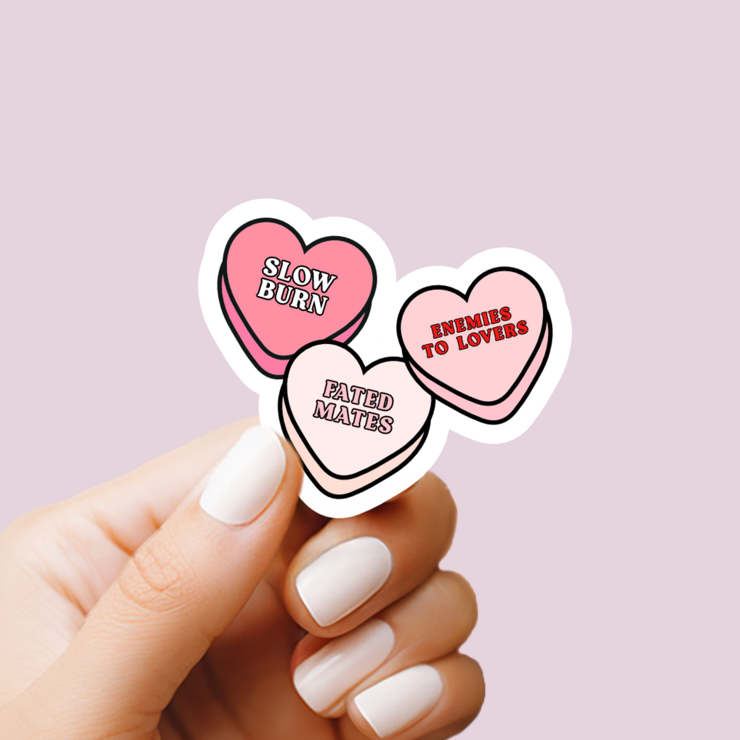 Candy Hearts Romance Book Tropes Vinyl Sticker