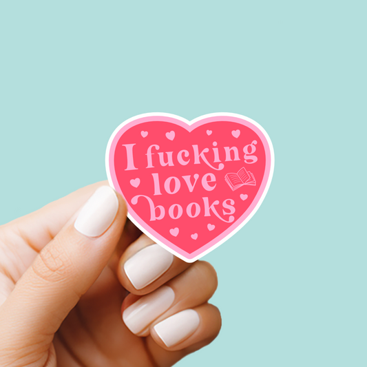 I F*cking Love Books Love Heart Vinyl Sticker