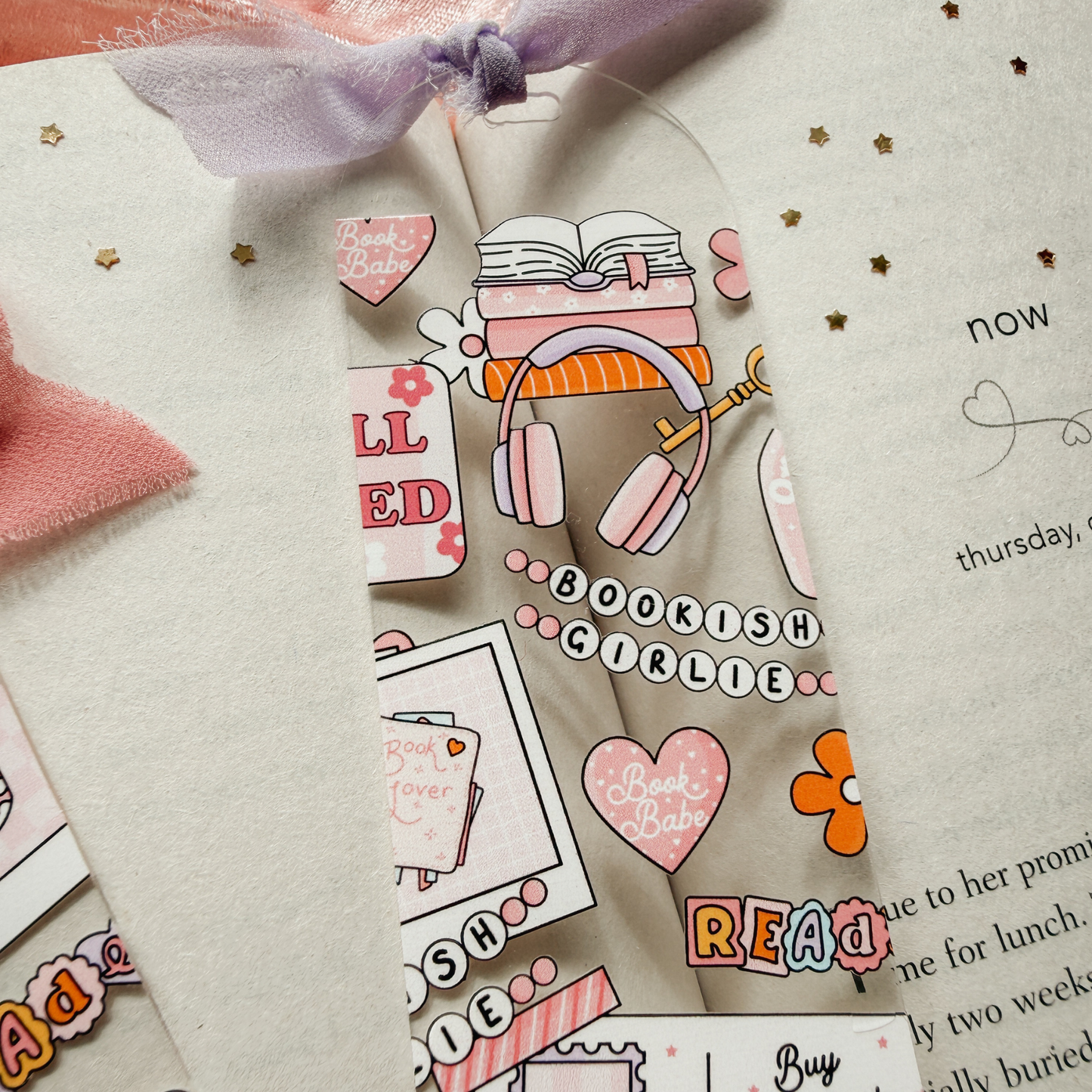 Girlie Bookish Aesthetic Acrylic Bookmark