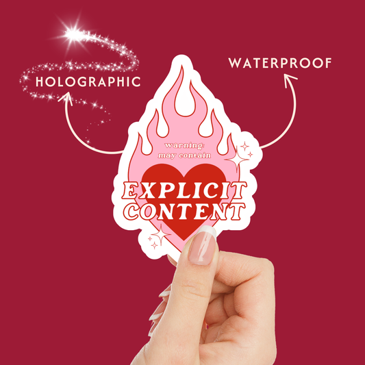 Explicit Content Holographic Bookish Vinyl Sticker