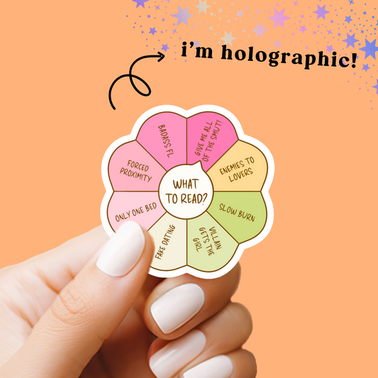 What to Read? Spin Wheel Bookish Holographic Vinyl Sticker