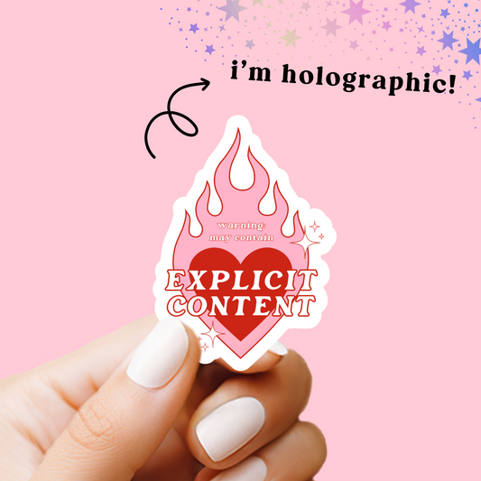 Explicit Content Holographic Bookish Vinyl Sticker