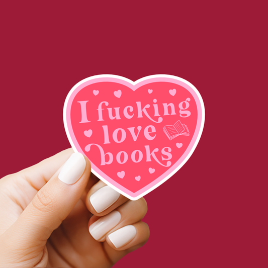 I F*cking Love Books Love Heart Vinyl Sticker