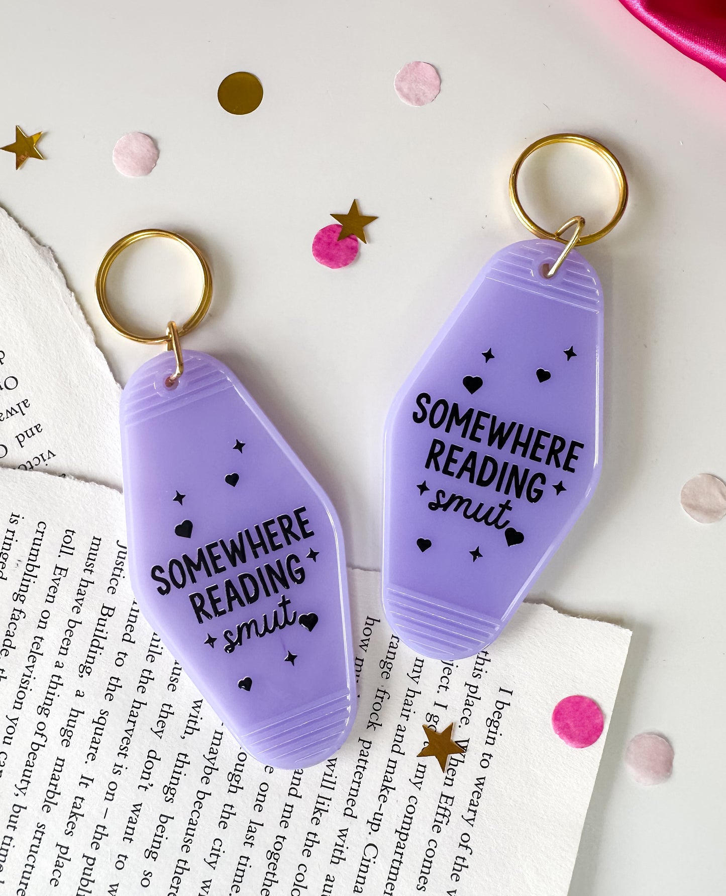 Somewhere Reading Smut Bookish Keychain