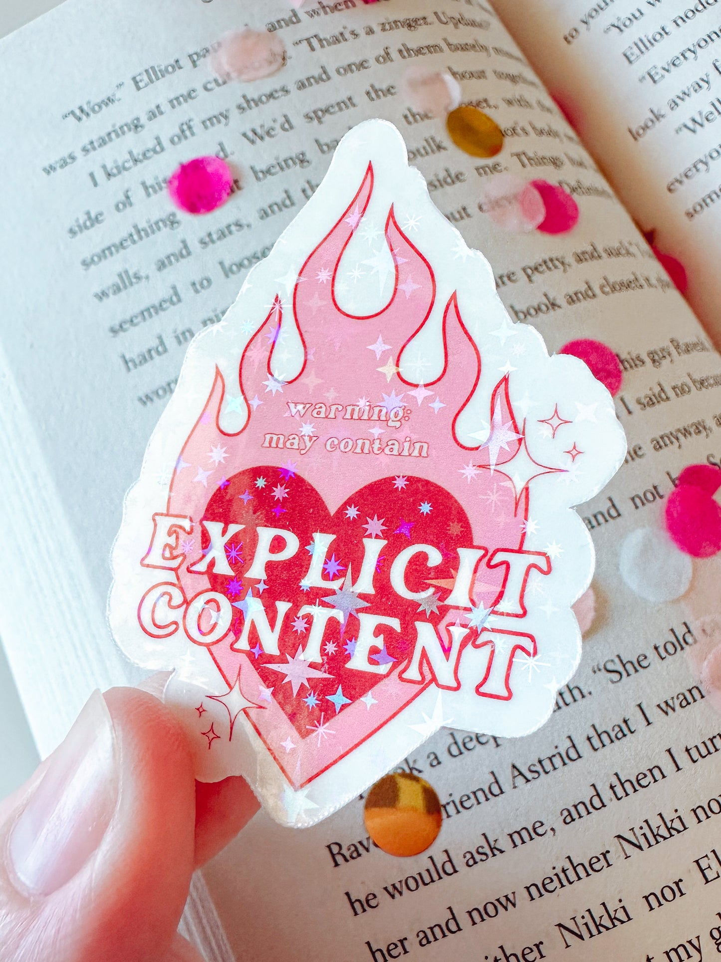 Explicit Content Holographic Bookish Vinyl Sticker