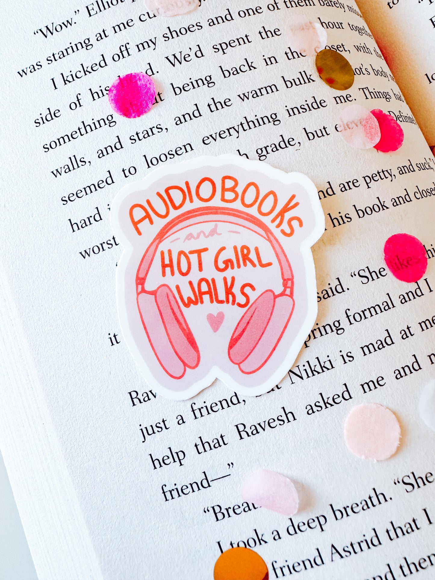 Audiobooks and Hot Girl Walks Bookish Vinyl Sticker