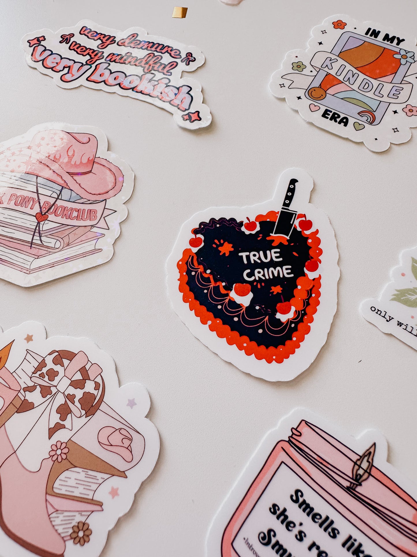 True Crime Vintage Heart Cake Matte Vinyl Sticker