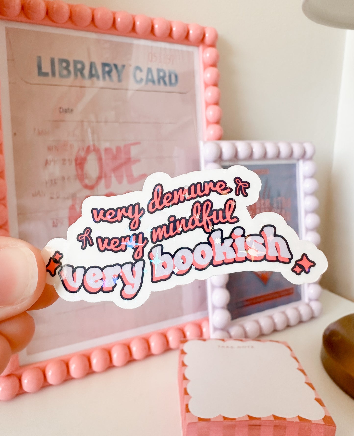 Very Demure Very Mindful Very Bookish Holographic Vinyl Sticker