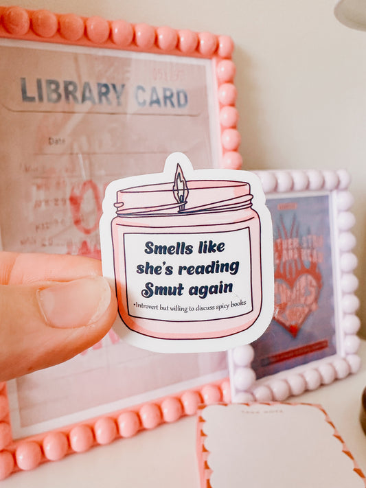 Reading Smut Again Candle Vinyl Sticker
