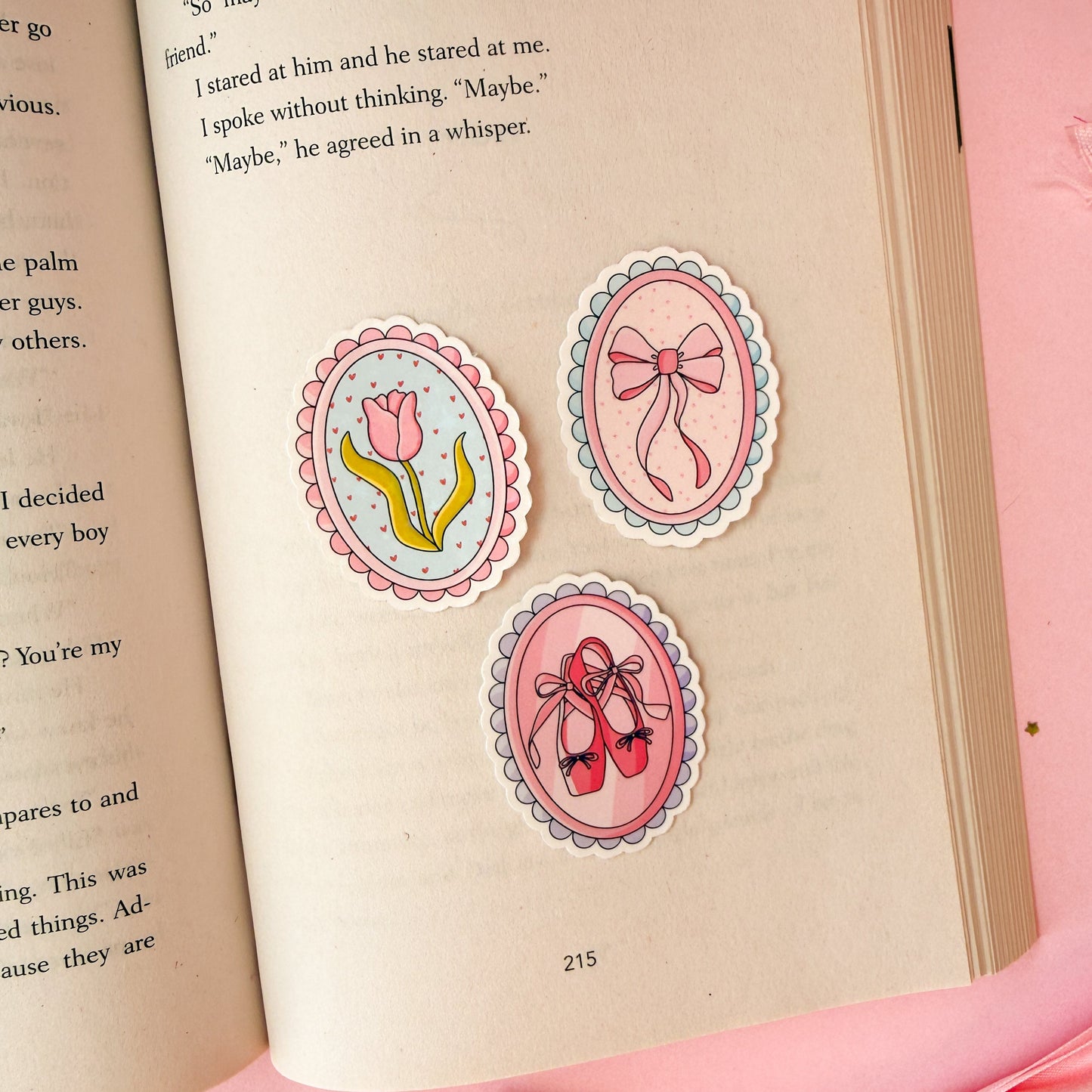 Tulip, Ballet Slippers and Bow Vintage Stamps Vinyl Stickers
