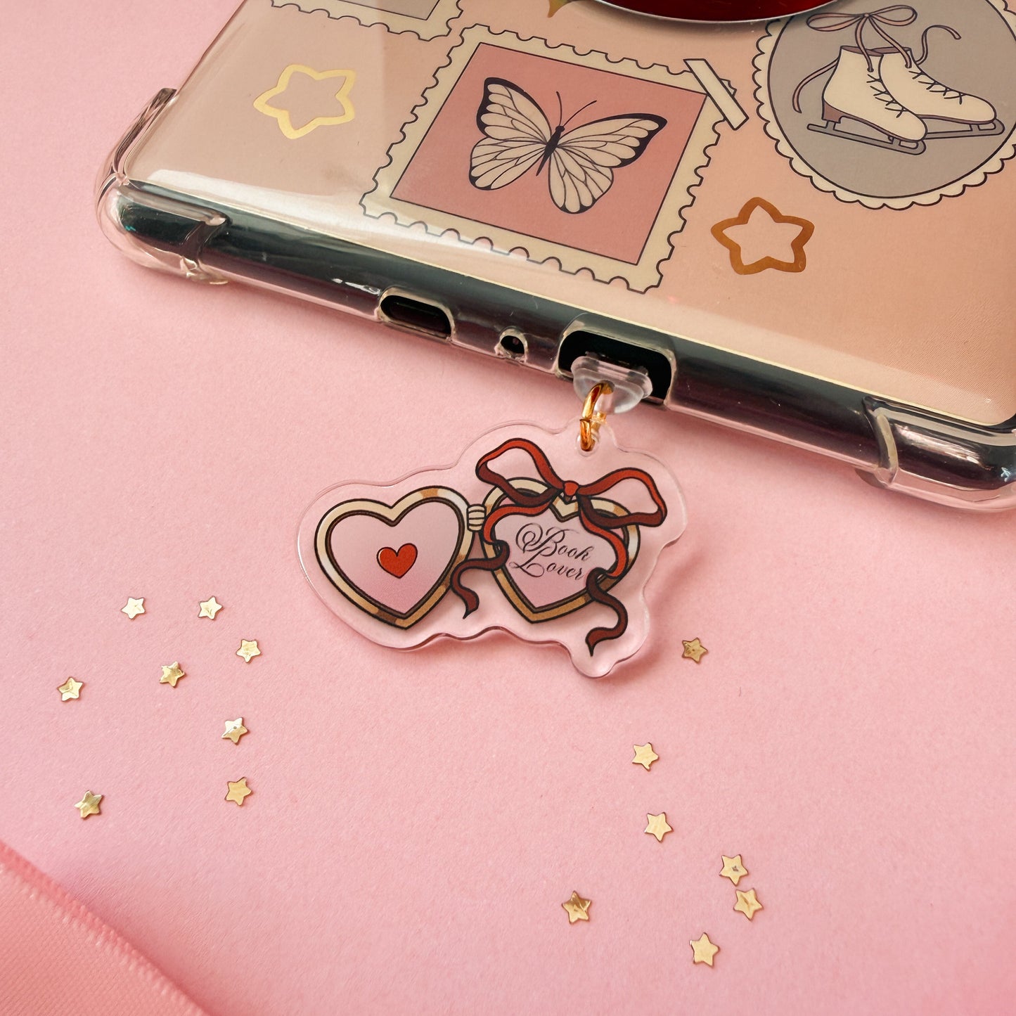 Book lover Heart Locket E-Reader Kindle Phone Charm