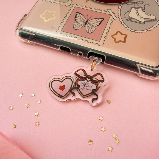 Book lover Heart Locket E-Reader Kindle Phone Charm