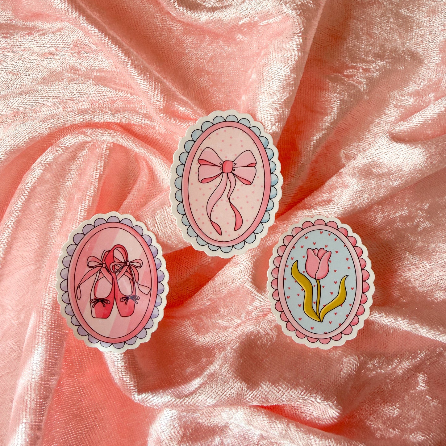 Tulip, Ballet Slippers and Bow Vintage Stamps Vinyl Stickers